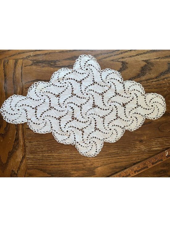 Handmade Other - Vintage Handmade Crocheted White Lace Doily With Intricate Swirl Pattern - 23"